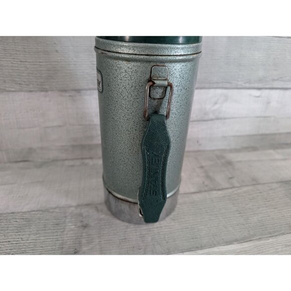 Vtg Aladdin Stanley Thermos Green Chrome Metal 1 Quart Handle Retro Camping Gear - Picture 6 of 9